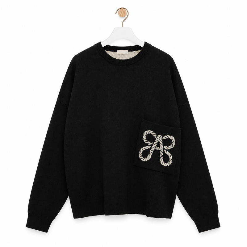 Sweater in Cotton Blend Black