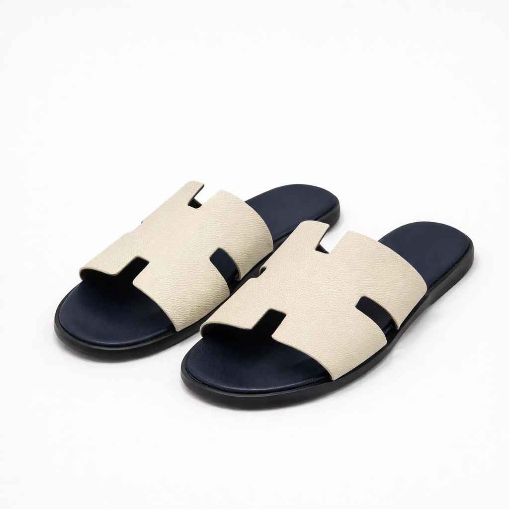 Capri Sandal Off-White & Navy Blue